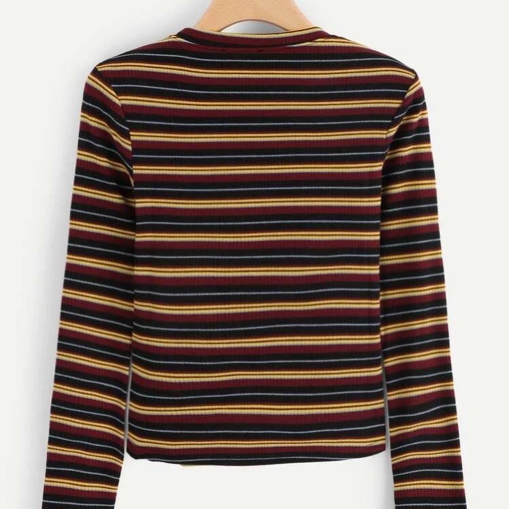 Multi-color Striped Ribbed Tee - Picture 3 of 4